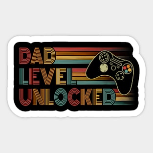 New Dad  Dad Level Unlocked Gaming Gamer Dad Mens Sticker